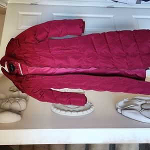 🌟 WOMEN'S LONG SLIM MAXI BURGUNDY PUFFER COAT 🌟